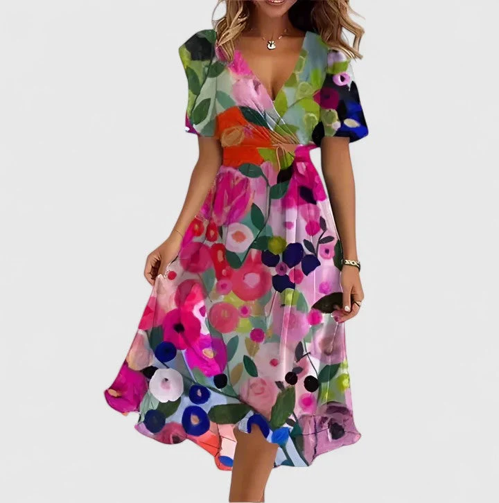 Anais | Vestido corto floral con mangas cortas - Imagen 4