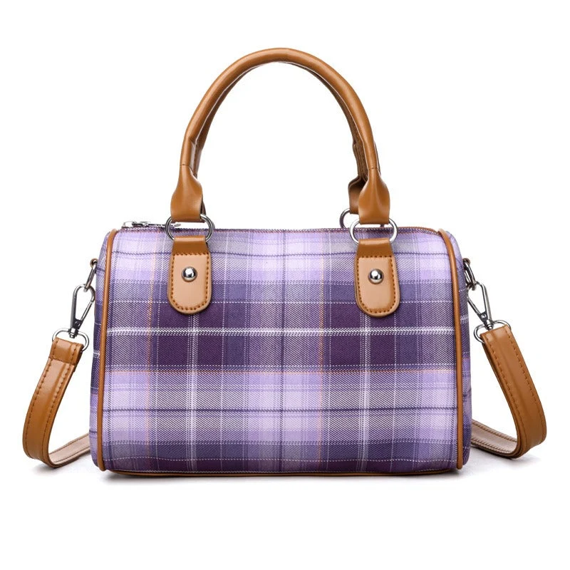 Bolso de hombro para mujer estampado tartán con asas en contraste - Milena - Imagen 7