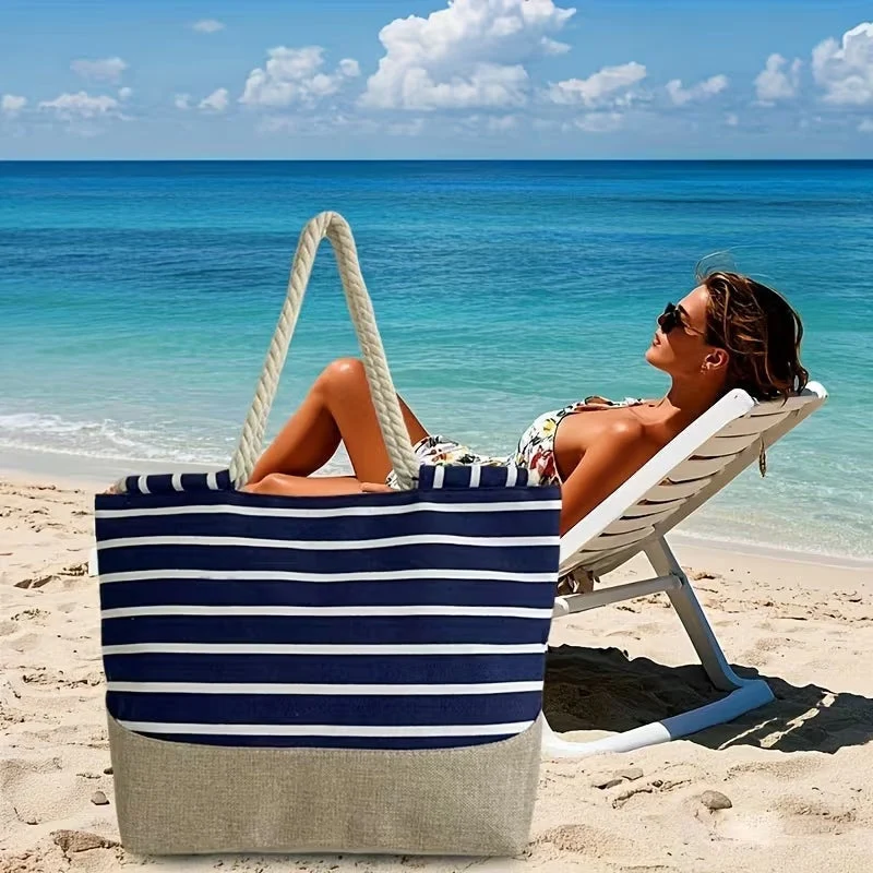 Estela | Bolso Tote de Playa con Rayas Mujer Asas Cuerda - Imagen 9