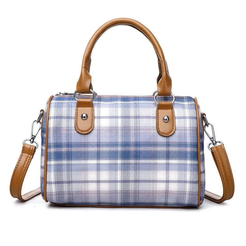 Bolso de hombro para mujer estampado tartán con asas en contraste - Milena - Imagen 5