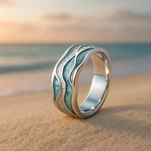 Anillo Ondas Turquesas en Plata