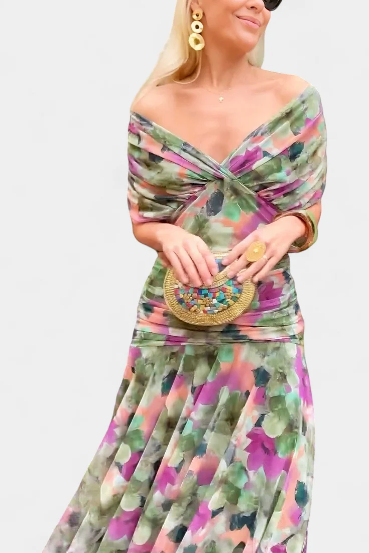 Alondra Vestido Largo con Estampado Floral Fantasía y Escote en V - Imagen 7