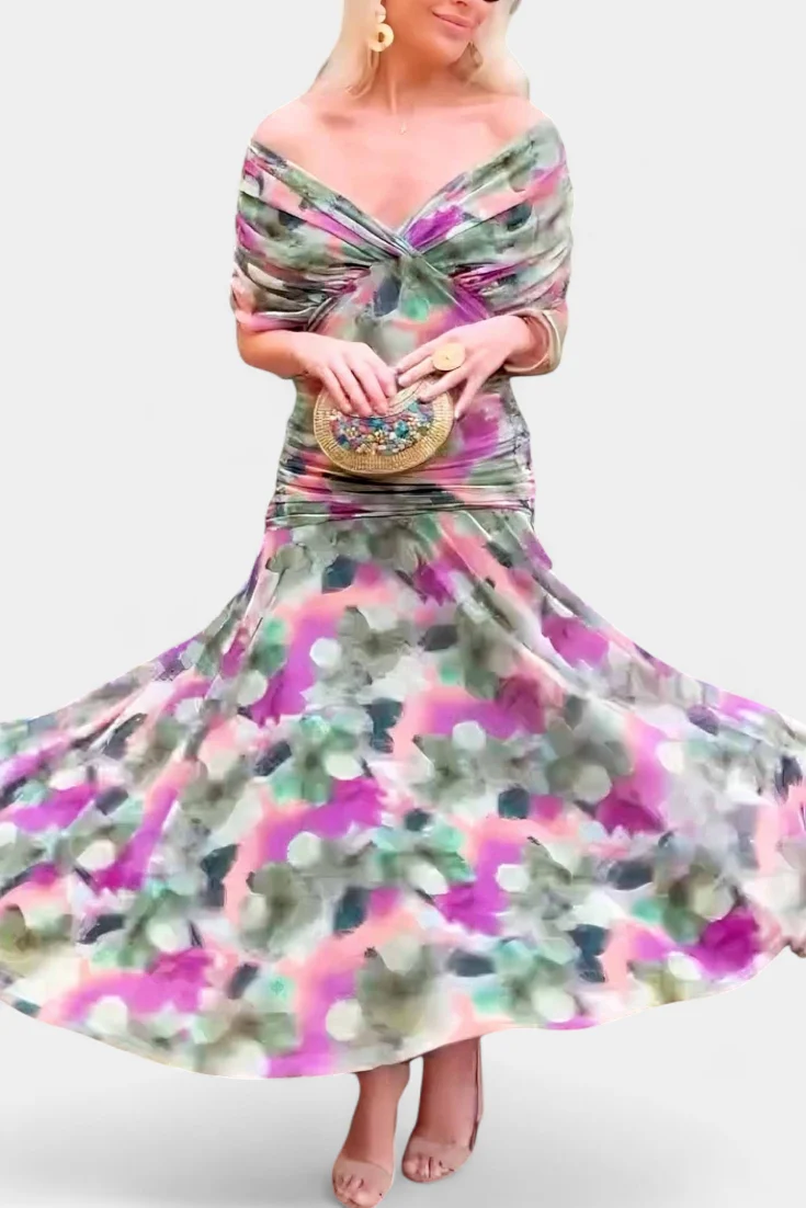 Alondra Vestido Largo con Estampado Floral Fantasía y Escote en V - Imagen 8