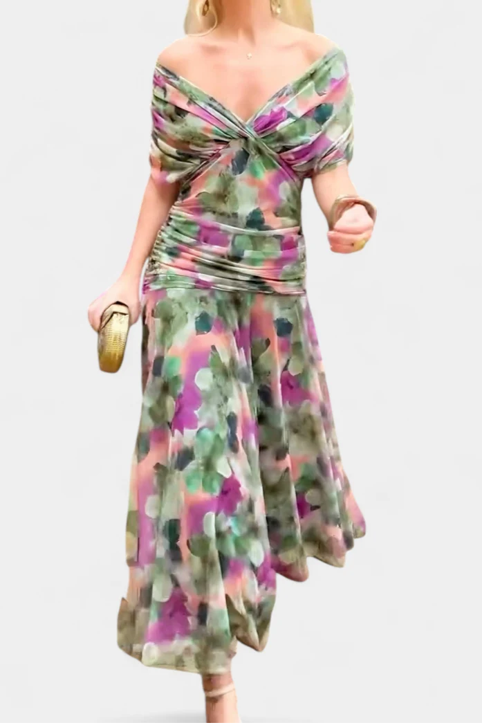 Alondra Vestido Largo con Estampado Floral Fantasía y Escote en V - Imagen 9