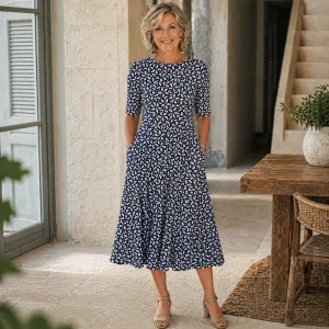 Jonquil | Vestido midi informal de corte evasé con estampado