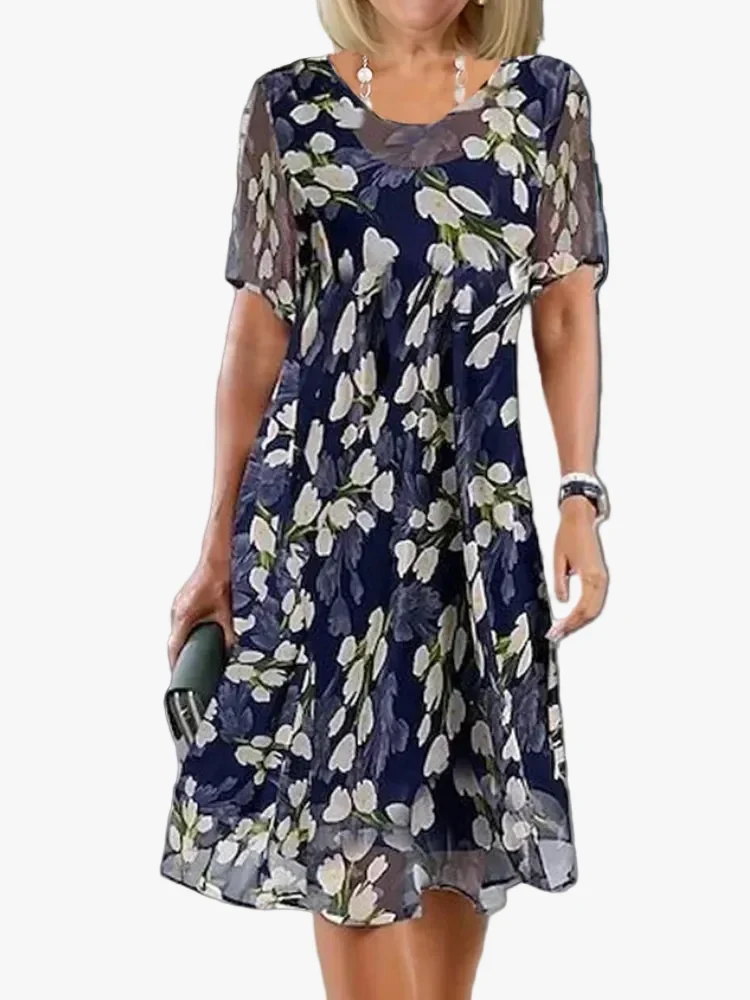 Vestido midi estampado para mujer con mangas hasta el codo